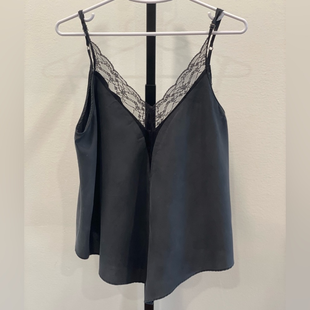 Black Lace Detail Tank Top